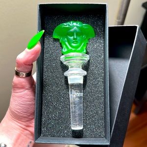 VERSACE ROSENTHAL Medusa GREEN Crystal Wine Bottle Stopper RARE and UNUSED!